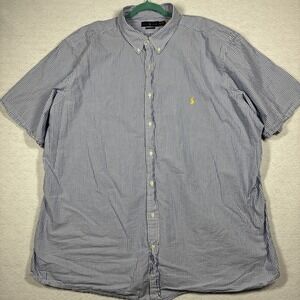 Polo Ralph Lauren Untucked Fit Blue Striped Short Sleeve Gold PonyMen's 4XLT RL